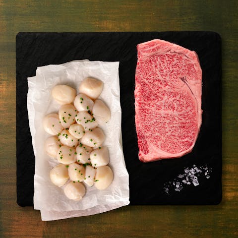 Image of A5 Olive Wagyu & Scallops Pairing