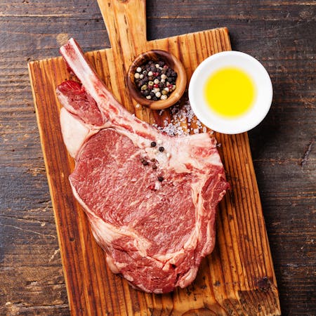 Grilled Bone-In Ribeye Steak with Chili Garlic "Kalbi" Shrimp Paste