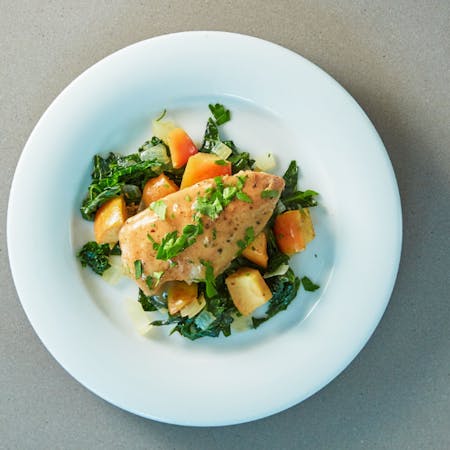 Honey Dijon Chicken with Apples and Greens