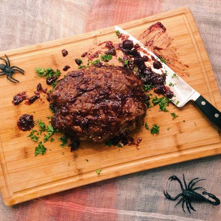 Brain Meatloaf with Balsamic Cranberry Sauce